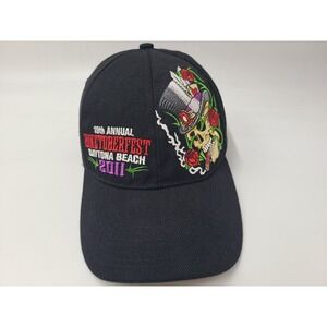 2011 Biketoberfest Daytona Beach Skull Roses Adjustable Hat Cap Motorcycle Black